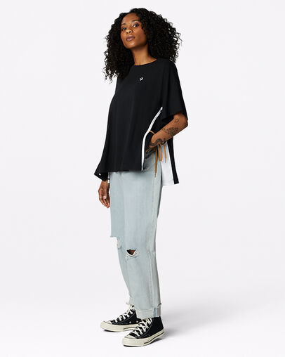 Cinch Tie Short Sleeve T-Shirt Converse Black, Full Body View