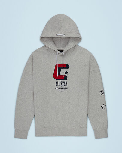 Basketball Pullover Hoodie Light Melange, Front View