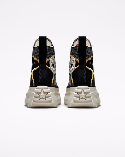 Run Star Hike Platform Metallic Floral Black/Multi/Egret, Heel View