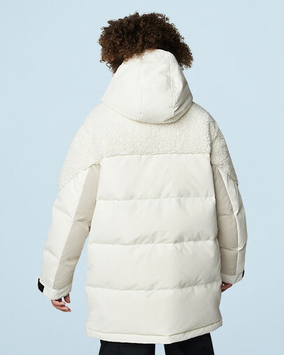 Premium Mid Down Jacket Egret, Back View