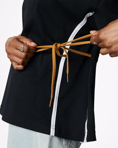 Cinch Tie Short Sleeve T-Shirt Converse Black, Detail View