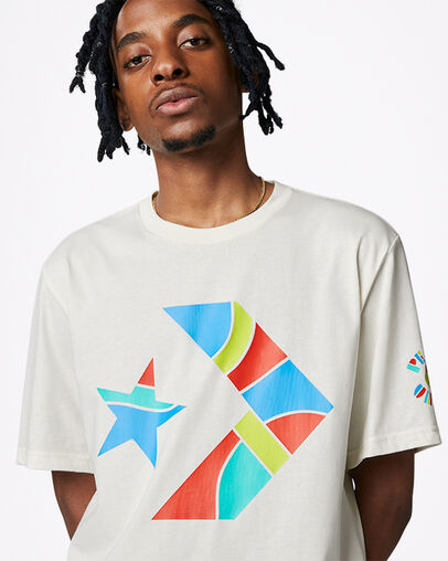 Peace & Unity Cotton Jersey T-Shirt Egret, Detail View