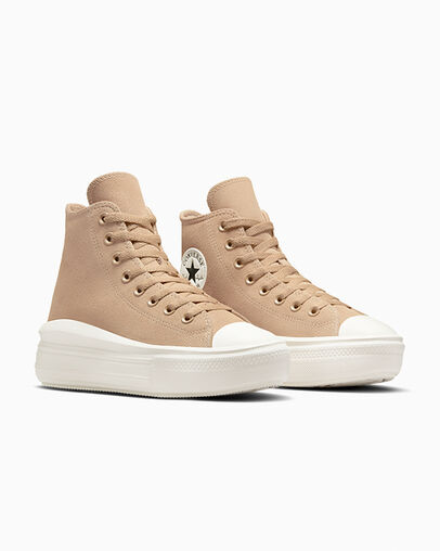 Chuck Taylor All Star Move Platform Colorful Suede Coffee Rum/Egret/Black, Top and Side View