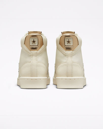 Pro Leather Metallic Shimmer Egret/Light Gold/Egret, Heel View