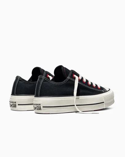 Chuck Taylor All Star Lift Platform Valentine's Day Black/Egret/Days Ahead Red, Heel View