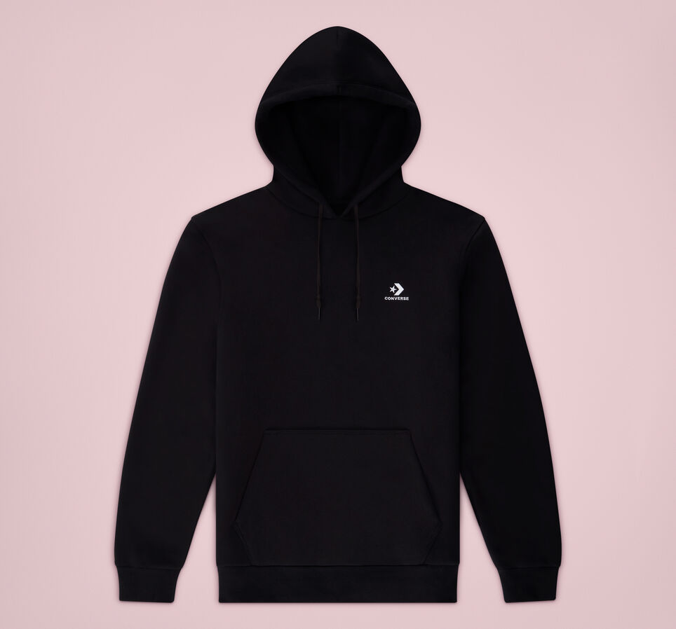 Embroidered Star Chevron Pullover Hoodie Converse Black