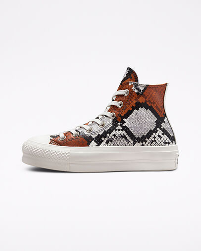 Chuck Taylor All Star Platform Authentic Glam Blanc vintage/Noir/Orange, Inner Side View