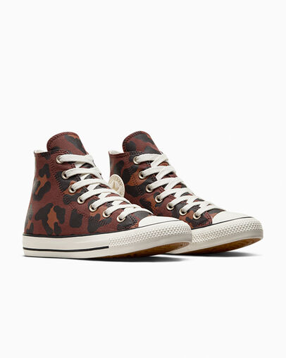 Chuck Taylor All Star Leopard Brown/Egret/Gold, Top and Side View
