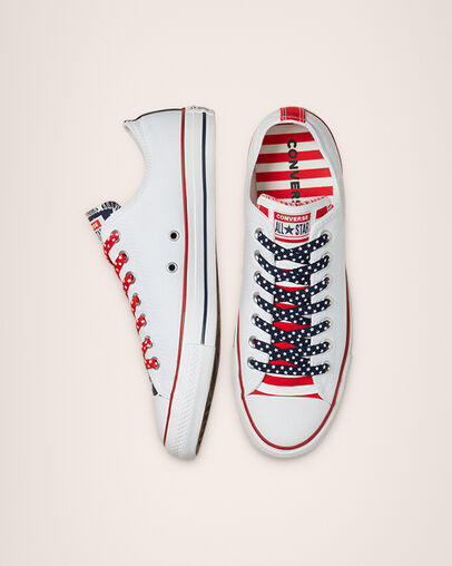 Stars & Stripes Chuck Taylor All Star Blanc/Rouge universit&eacute;, Top and Side View