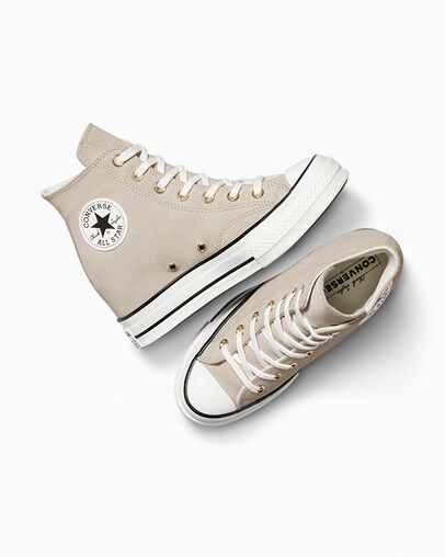 Chuck 70 Wedge Platform Suede Warm Clay/Egret/Black, Angled View