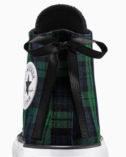 Chuck Taylor All Star Lift Platform Plaid Navy/Black/White, Detail Angle View