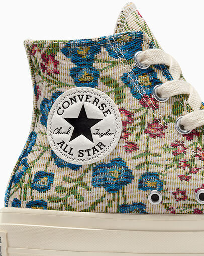 Chuck Taylor All Star Lift Platform Floral Tapestry Egret/Natural Ivory/Black, Detail Angle View