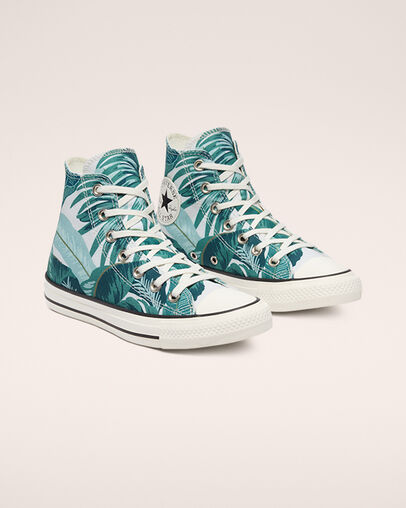 Chuck Taylor All Star Wild Florals Egret/Green/Black, Angled View