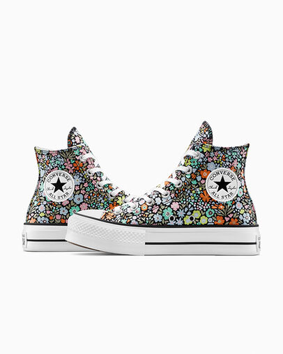 Chuck Taylor All Star Lift Allover Florals Black/White/Pale Surplus, Detail Angle View