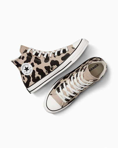 Chuck Taylor All Star Animal Print Black/Papyrus/Vintage White, Angled View