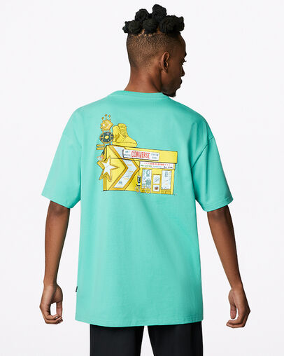 Sneaker Store Graphic Tee Washed Teal, Back View