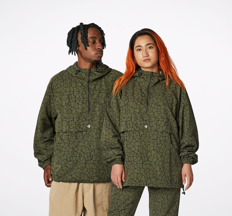 Anorak Court Ready Oversized All-Over Print Caqui cargo agrietado