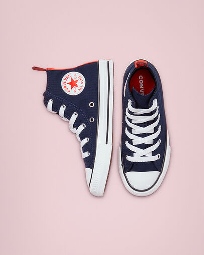 Converse Color Chuck Taylor All Star Azul marino medianoche/Amapola brillante, Top and Side View