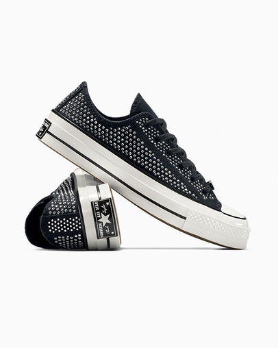 Chuck 70 with Swarovski&reg; crystals Black/Vintage White/Egret, Detail Angle View