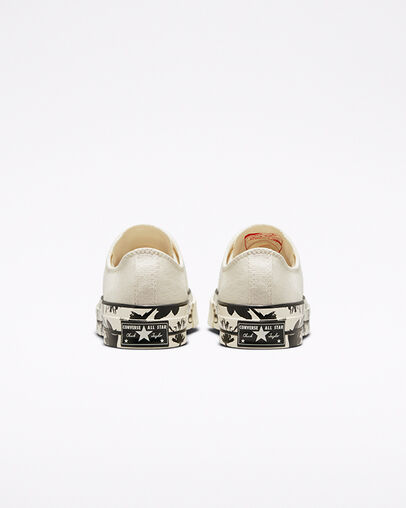 Chuck 70 Hybrid Floral Egret/Black/Egret, Heel View