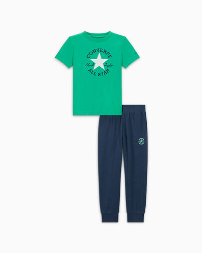 Chuck Taylor Patch Tee and Jogger Set Bleu marine Converse, Front View