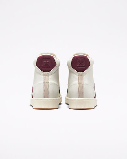 Pro Leather aus recyceltem Leder White/Deep Bordaeux/String, Heel View