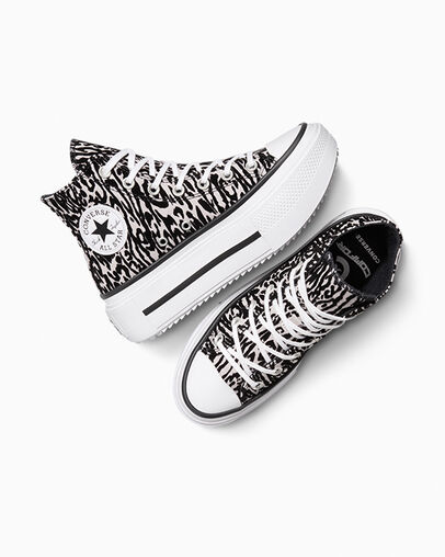 Chuck Taylor All Star Lift Double Stack Platform Leopard Black/Frozen Thistle/White, Angled View