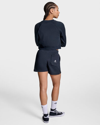 Star Chevron Cropped Crew Neck Black, Detail View