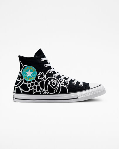 Chuck Taylor All Star Floral Black/White/Light Dew, Outer Side View