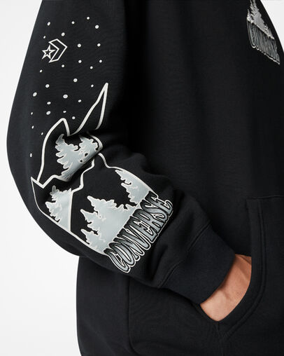 Sudadera con capucha estampada para exteriores Negro