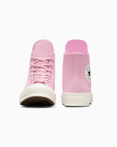 Chuck 70 Colorful Suede Tongue Tied/Egret/Lotus Pink, Heel View