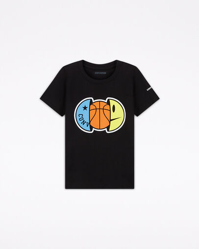 T-shirt Jump Ball Smiley Noir, Front View