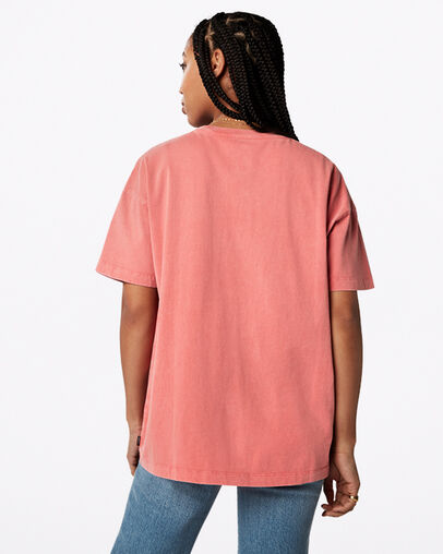 Tee-shirt Vintage Wash Heart Oversized Terre cuite rose, Back View