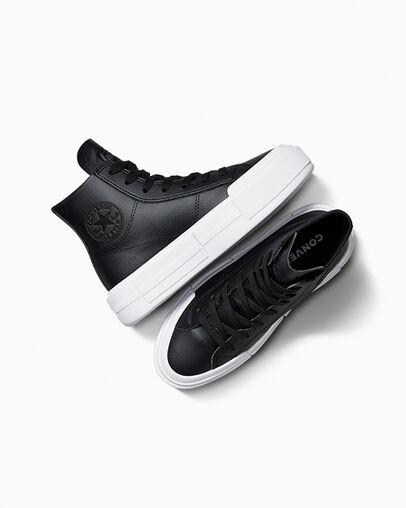 Converse Cruise Leather Black/Black/White, Angled View