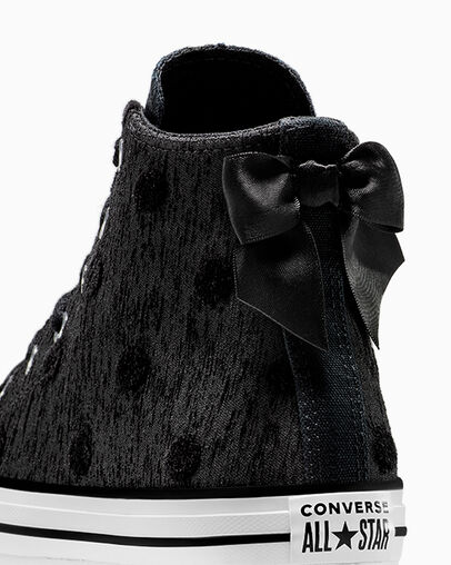 Chuck Taylor All Star Lift Platform Polka Dot & Bow Black/White/Black, Detail Angle View
