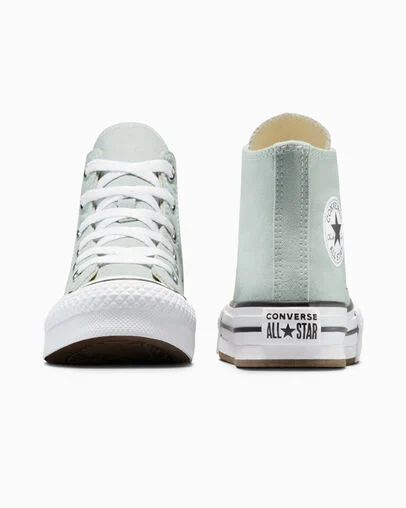 Chuck Taylor All Star Lift Platform Rainwashed Grey/White, Heel View