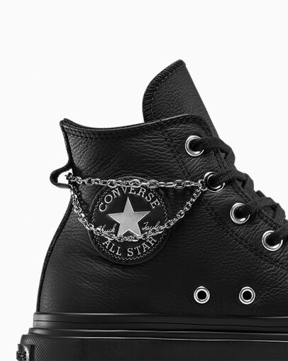 Chuck Taylor All Star Lift Double Stack Platform Chains Black/Black/Silver, Detail Angle View