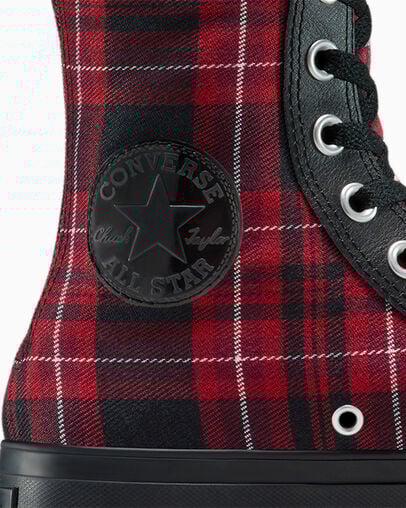 Chuck Taylor All Star Lift XXHi Platform Plaid Park Red/Black/Vintage White, Detail Angle View