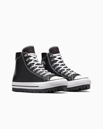 Chuck Taylor All Star City Trek Waterproof Boot Black/White/Silver, Top and Side View