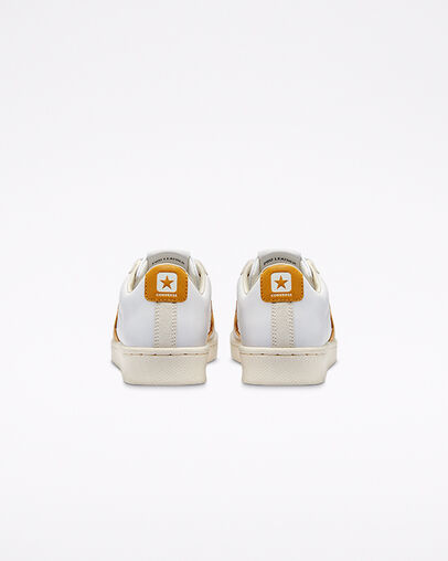 Pro Leather Blanc/Jaune d'or/Aigrette, Heel View