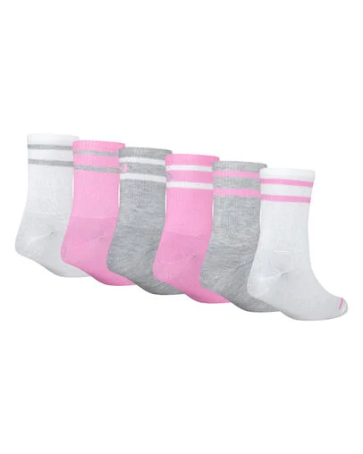 6-Pack Striped Logo Crew Socks Converse Pink, 3/4 View