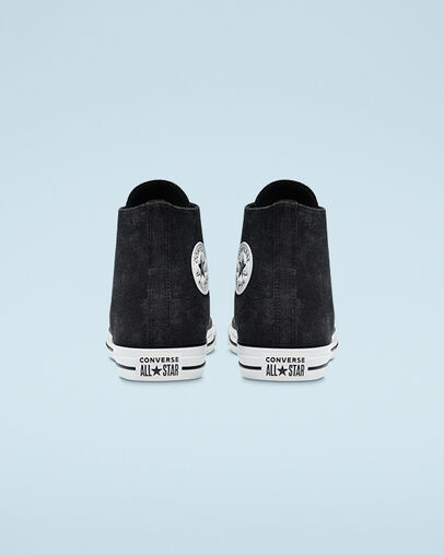 Chuck Taylor All Star Washed Canvas Black/Black/Egret, Heel View