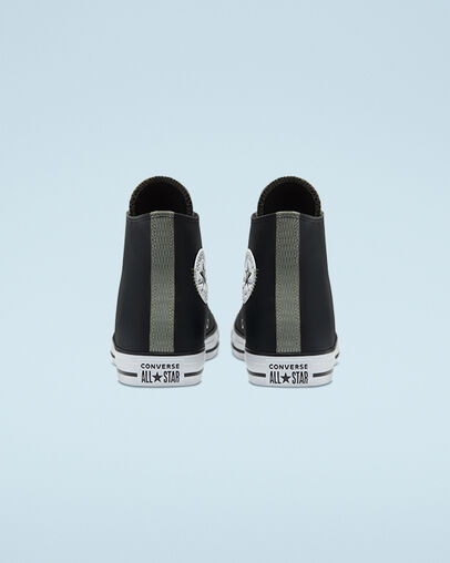 Chuck Taylor All Star Faux Leather Black/Light Field Surplus, Heel View