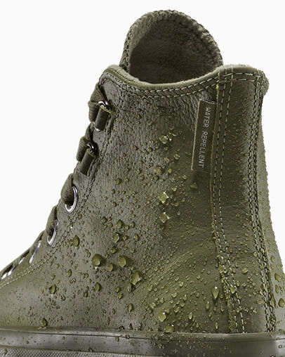 Chuck Taylor All Star Lift Platform Leather Utility/Utility/Silver, Detail Angle View