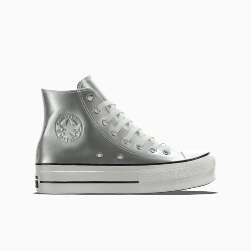 Converse Custom Chuck Taylor All Star Lift Platform Leather By You Silver – 173157CHO24_silver_COC
