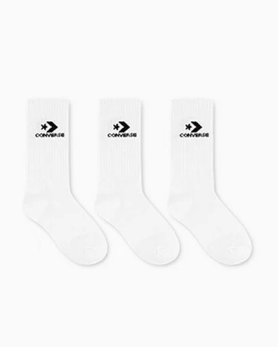 3-Pack Star Chevron Crew Socks White, 3/4 View