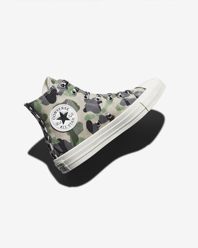 Archive Print Chuck Taylor All Star Écru/Vert piquant/Bois flotté, Detail Angle View