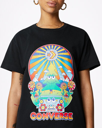 Nature Party Grafik-T-Shirt Converse Black, Detail View