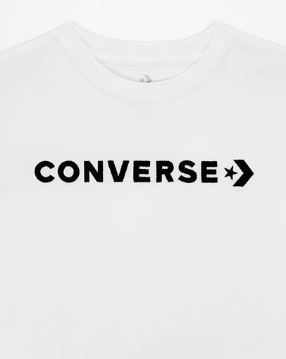 T-shirt d&eacute;contract&eacute; avec inscription Blanc, Full Body View