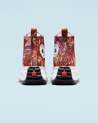 Run Star Hike Platform Tropical Florals Mantra Orange/Black/White, Heel View